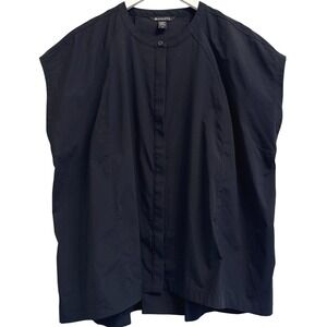 Athleta Performance Poplin Popover UPF Button Shirt Black Womens Size 2X